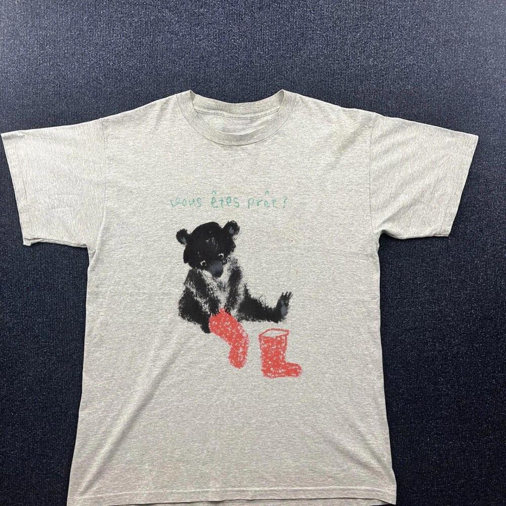 Grey Graphic Tee With Bear